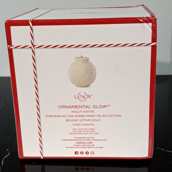 Lenox Ornamental Glow Holly Scrollwork Votive - NIB - Picture 6 of 10